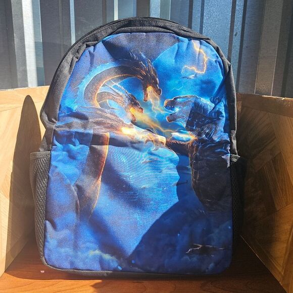 Brand New Fiery Blue Dragon Kids Backpack 3 Pieces - Picture 5 of 8